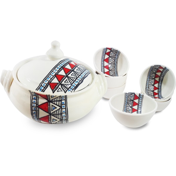Soupiere 6 bol poterie moderne style berberis