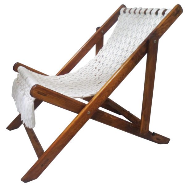 chaise macrame pliable en bois dur