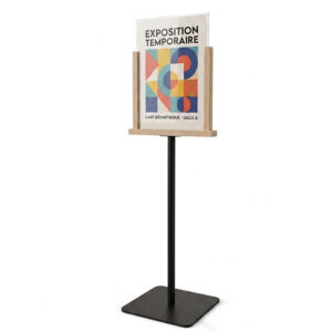 Support porte-affiche A3 Plexiglas – Socle acier noir