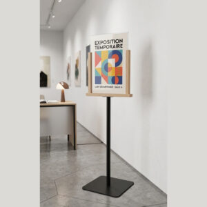 Support porte-affiche A3 Plexiglas – Socle acier noir